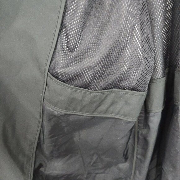 LL Bean Rain Jacket Size Medium Zipper Button Front Black Light Trench Coat - Picture 7 of 9